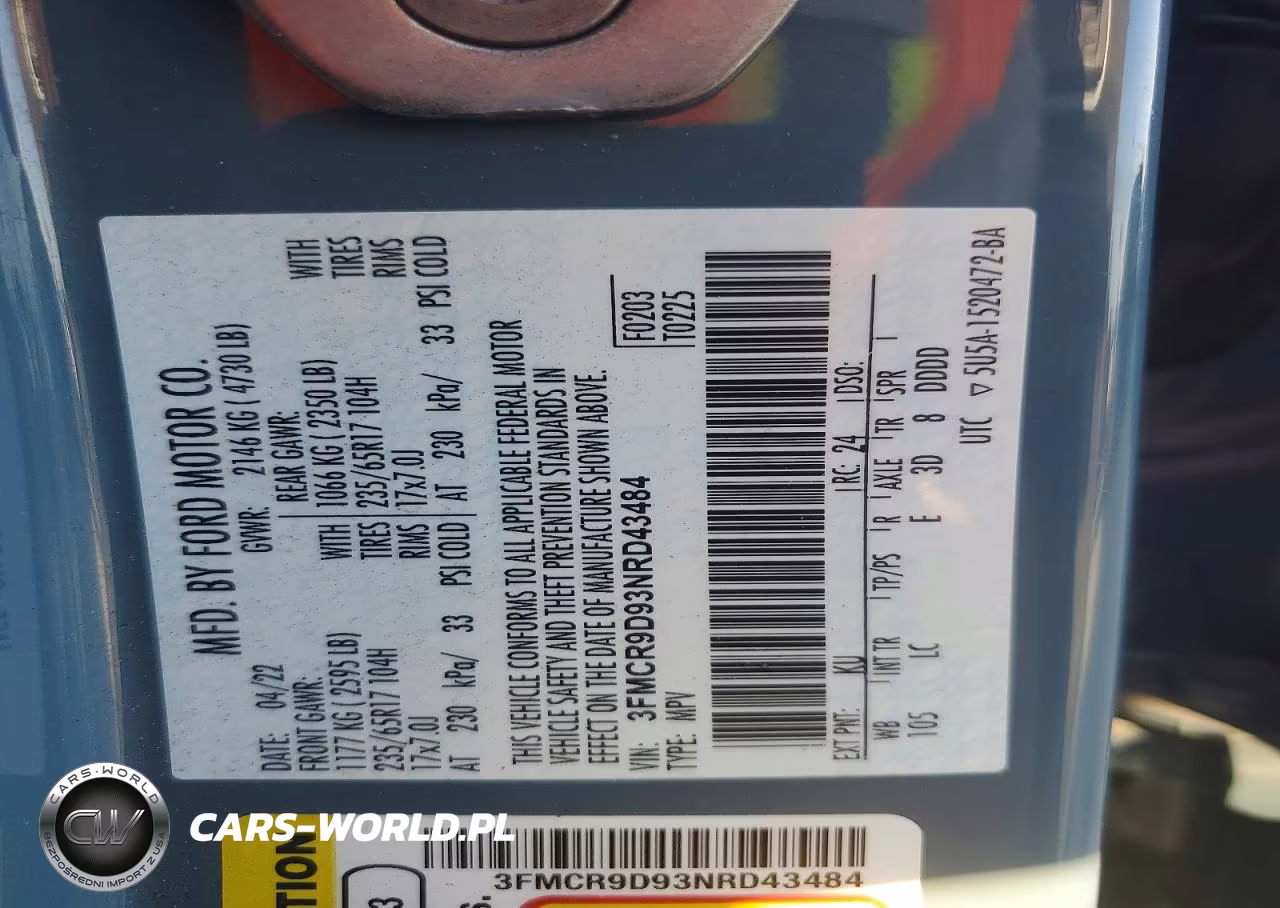 2022 Ford Bronco Sport Badlands VIN:3FMCR9D93NRD43484 - 14