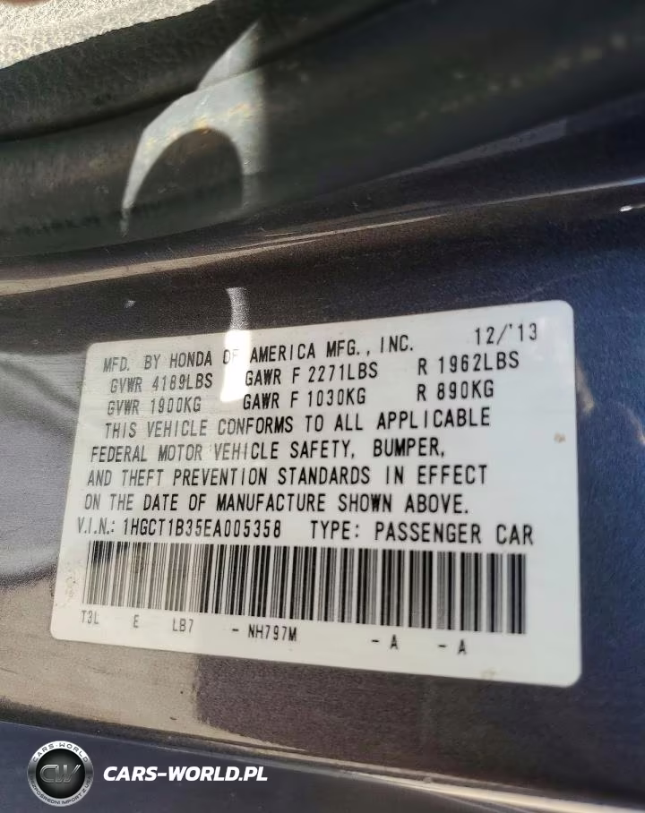 2014 Honda Accord Lx-S VIN:1HGCT1B35EA005358 - 12