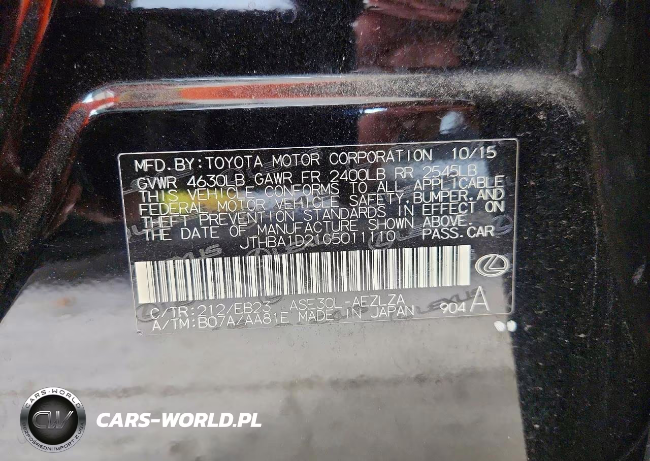 2016 Lexus Is 200T VIN:JTHBA1D21G5011110 - 12