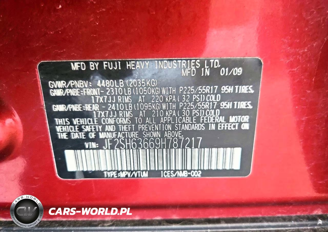 2009 Subaru Forester 2.5X Premium VIN:JF2SH63669H787217 - 12
