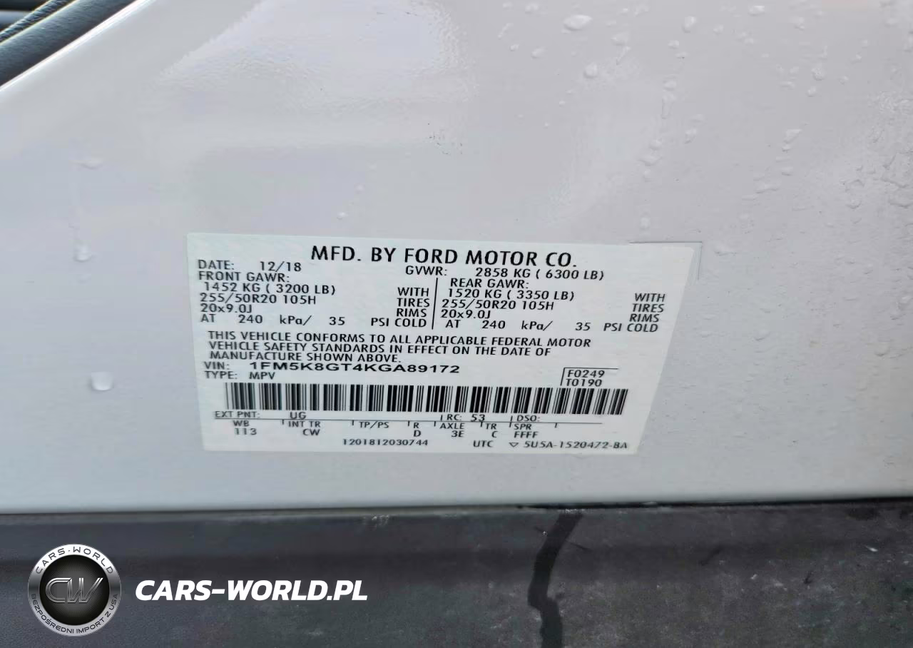 2019 Ford Explorer Sport VIN:1FM5K8GT4KGA89172 - 13