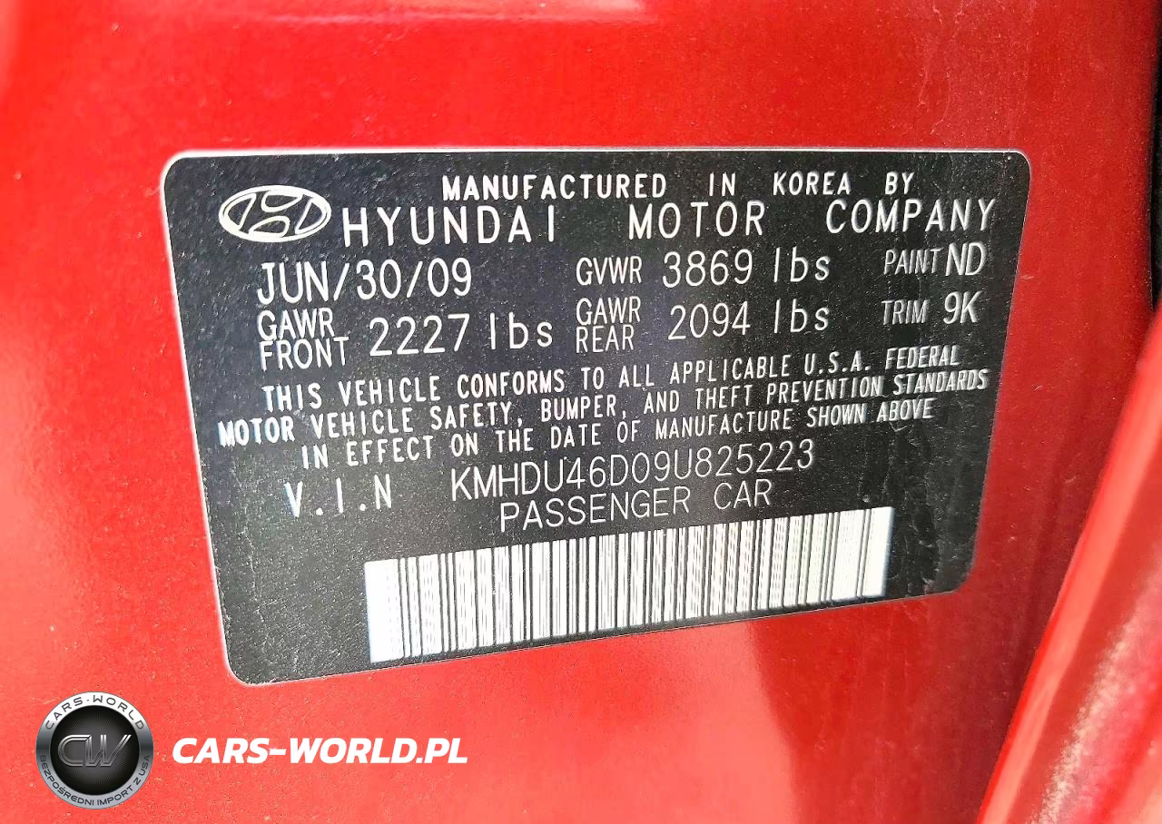 2009 Hyundai Elantra Hd VIN:KMHDU46D09U825223 - 12
