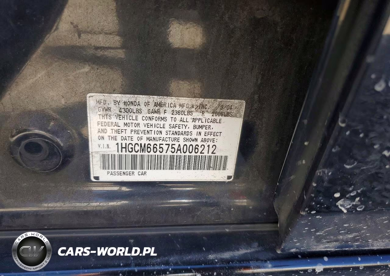 2005 Honda Accord Ex VIN:1HGCM66575A006212 - 12