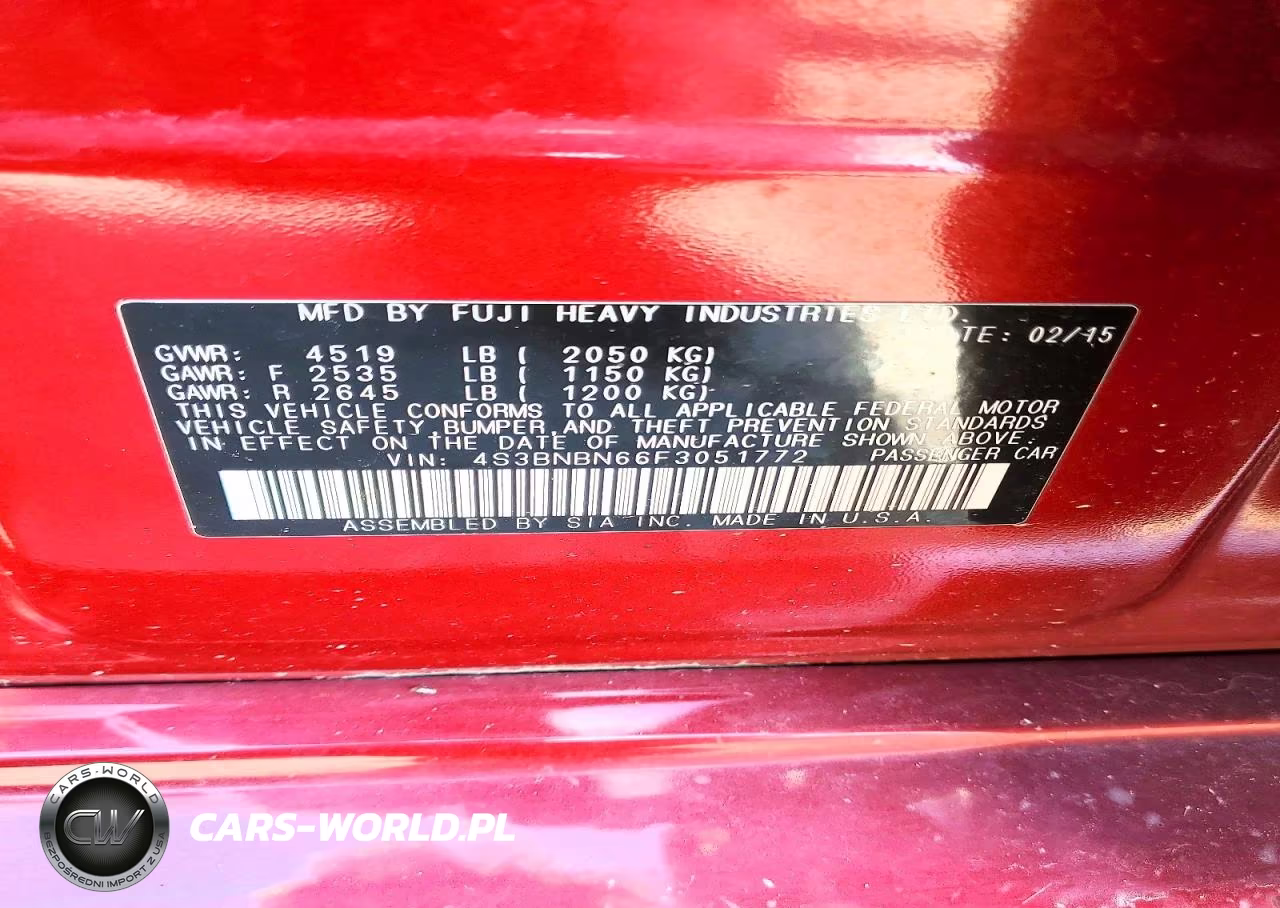 2015 Subaru Legacy 2.5I Limited VIN:4S3BNBN66F3051772 - 13