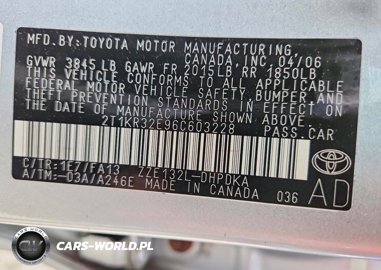 2006 Toyota Corolla Matrix Xr VIN:2T1KR32E96C603228 - 13