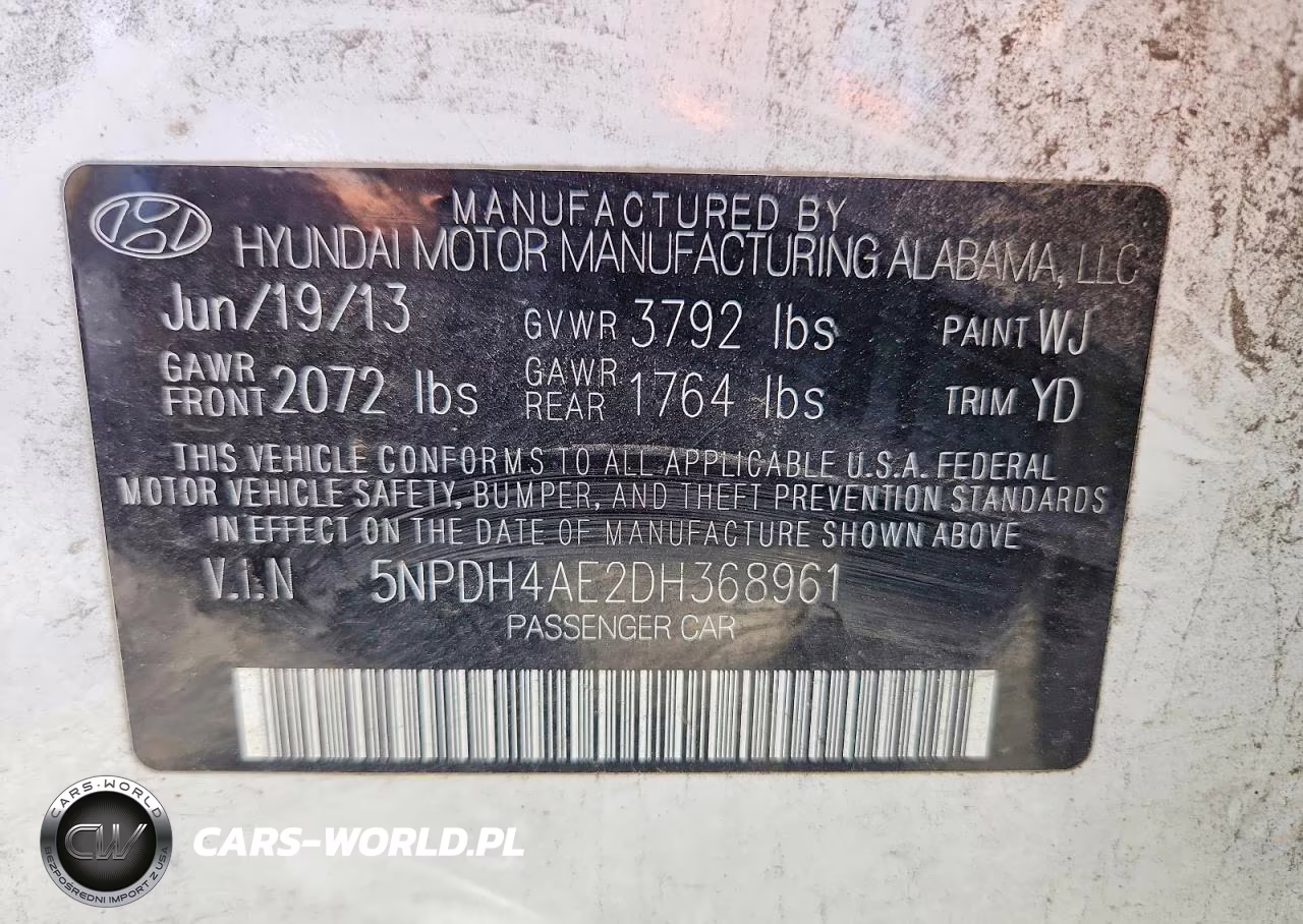 2013 Hyundai Elantra Gls VIN:5NPDH4AE2DH368961 - 12