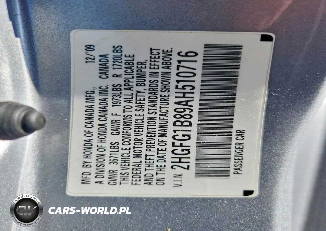 2010 Honda Civic Ex VIN:2HGFG1B89AH510716 - 12