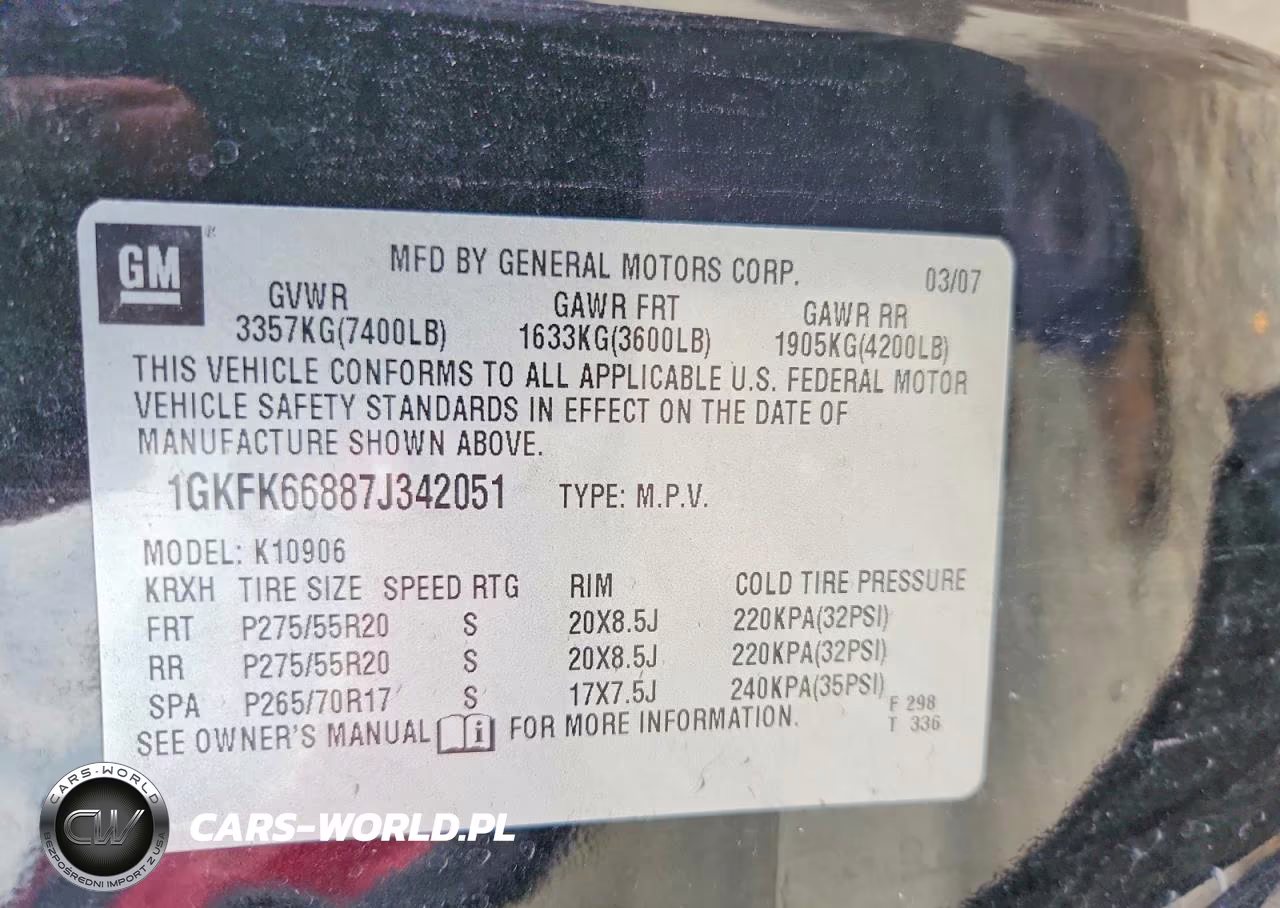 2007 GMC Yukon Xl Denali VIN:1GKFK66887J342051 - 13