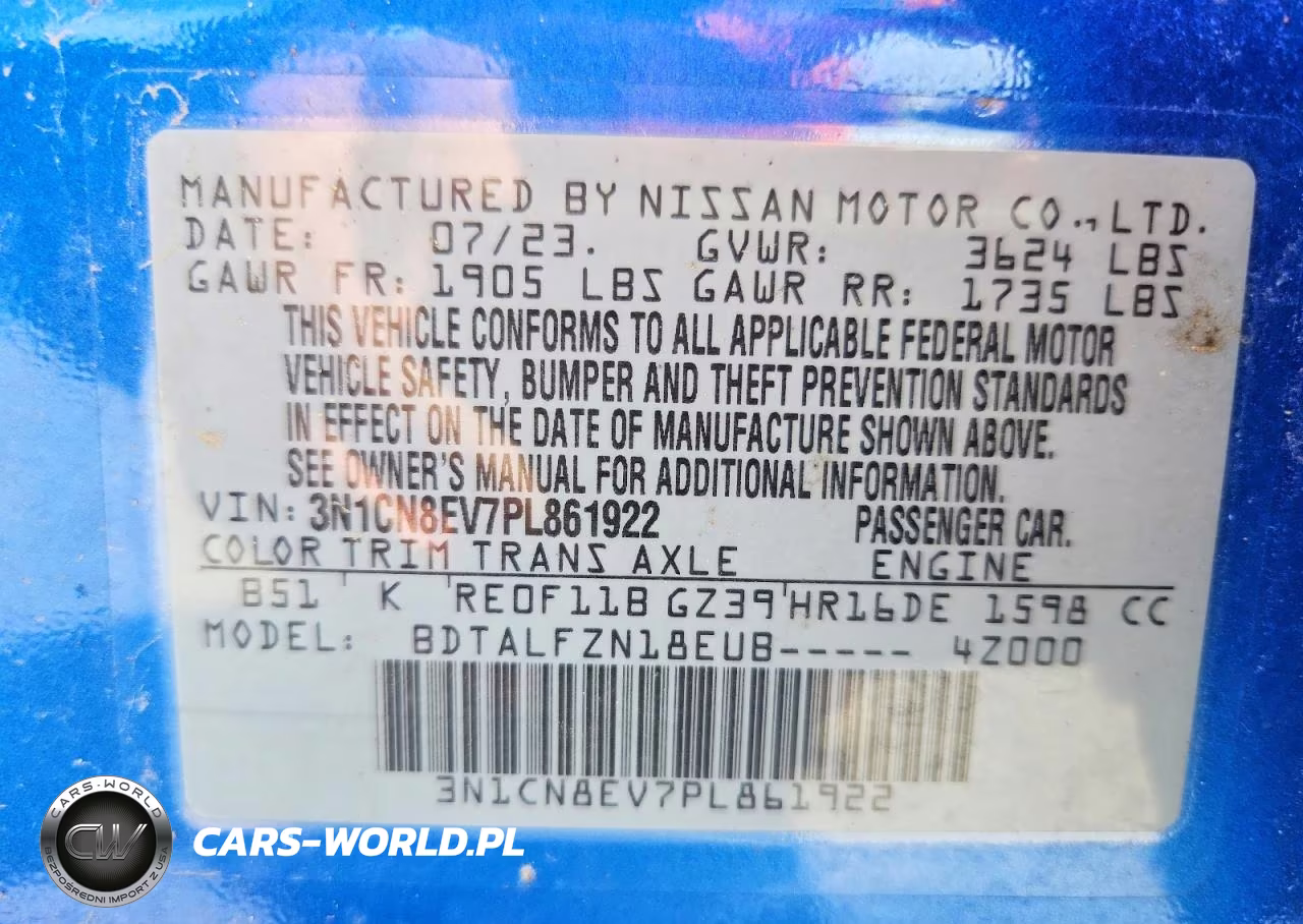 2023 Nissan Versa Sv VIN:3N1CN8EV7PL861922 - 10