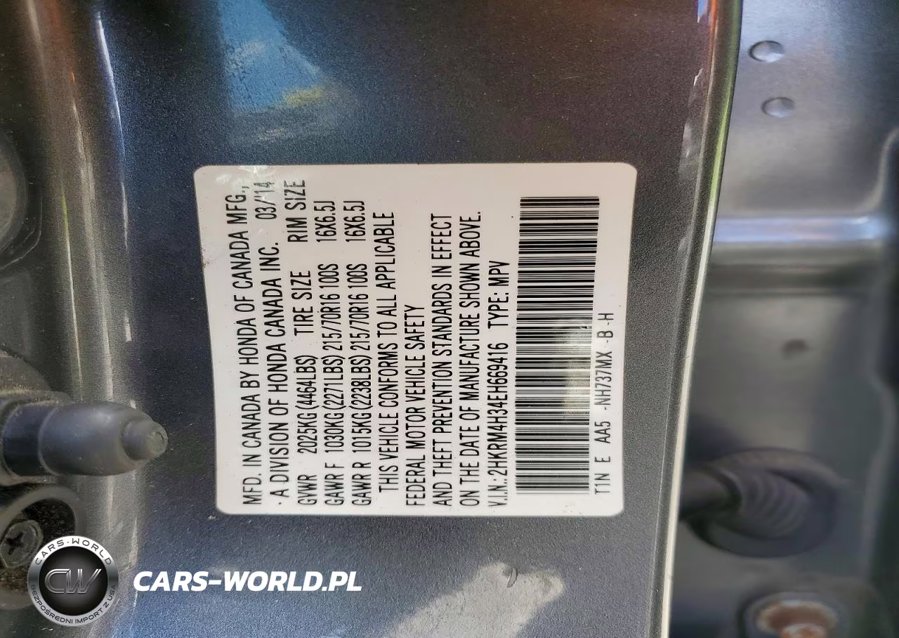 2014 Honda Cr-V Lx VIN:2HKRM4H34EH669416 - 14