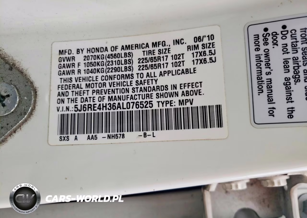 2010 Honda Cr-V Lx VIN:5J6RE4H36AL076525 - 14