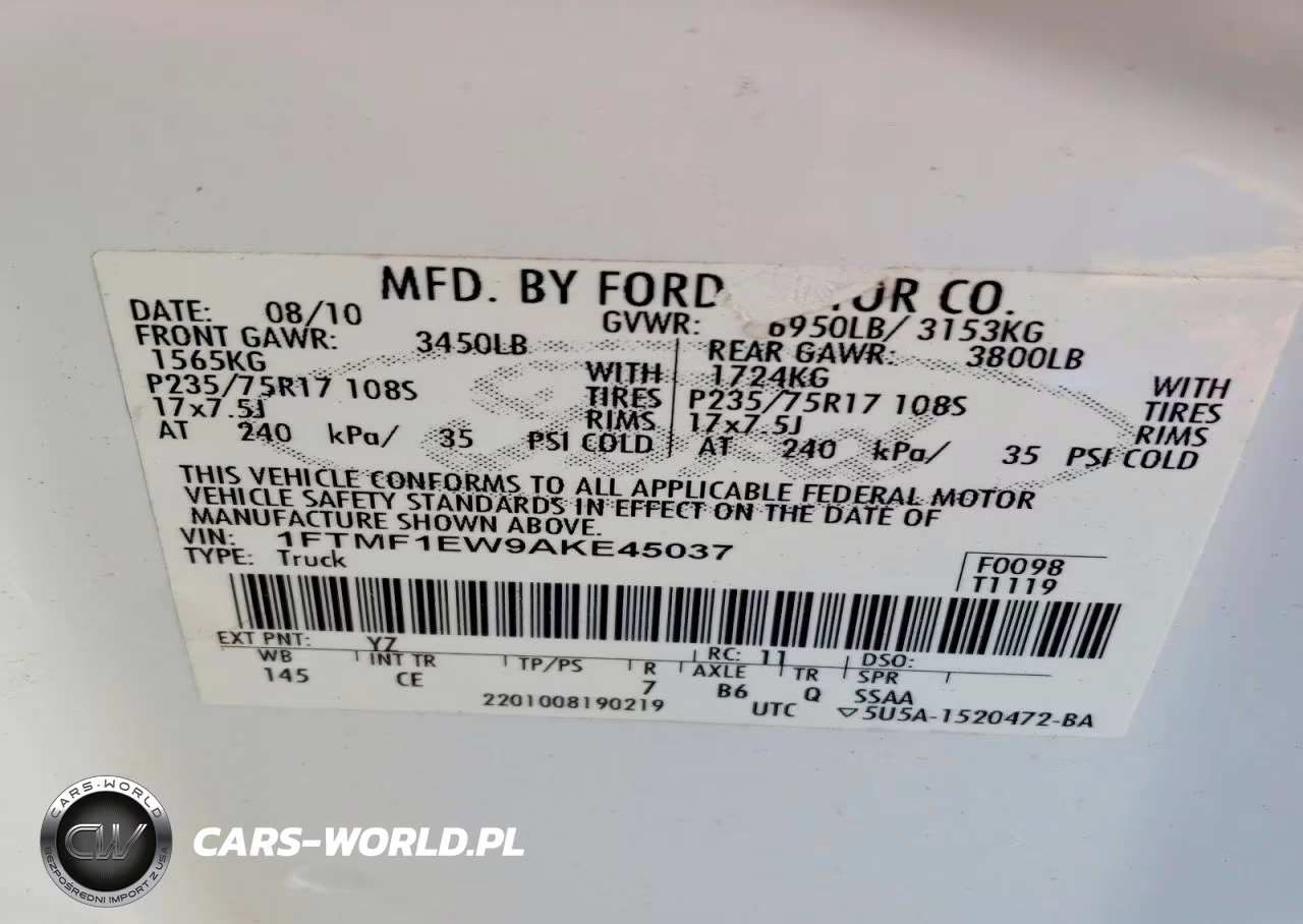 2010 Ford F150 VIN:1FTMF1EW9AKE45037 - 12