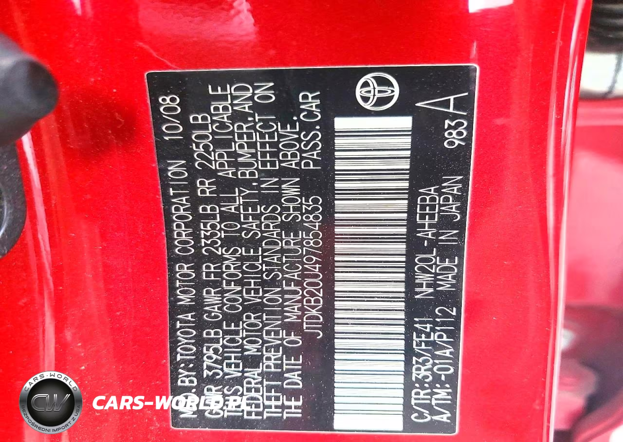 2009 Toyota Prius Base VIN:JTDKB20U497854835 - 12