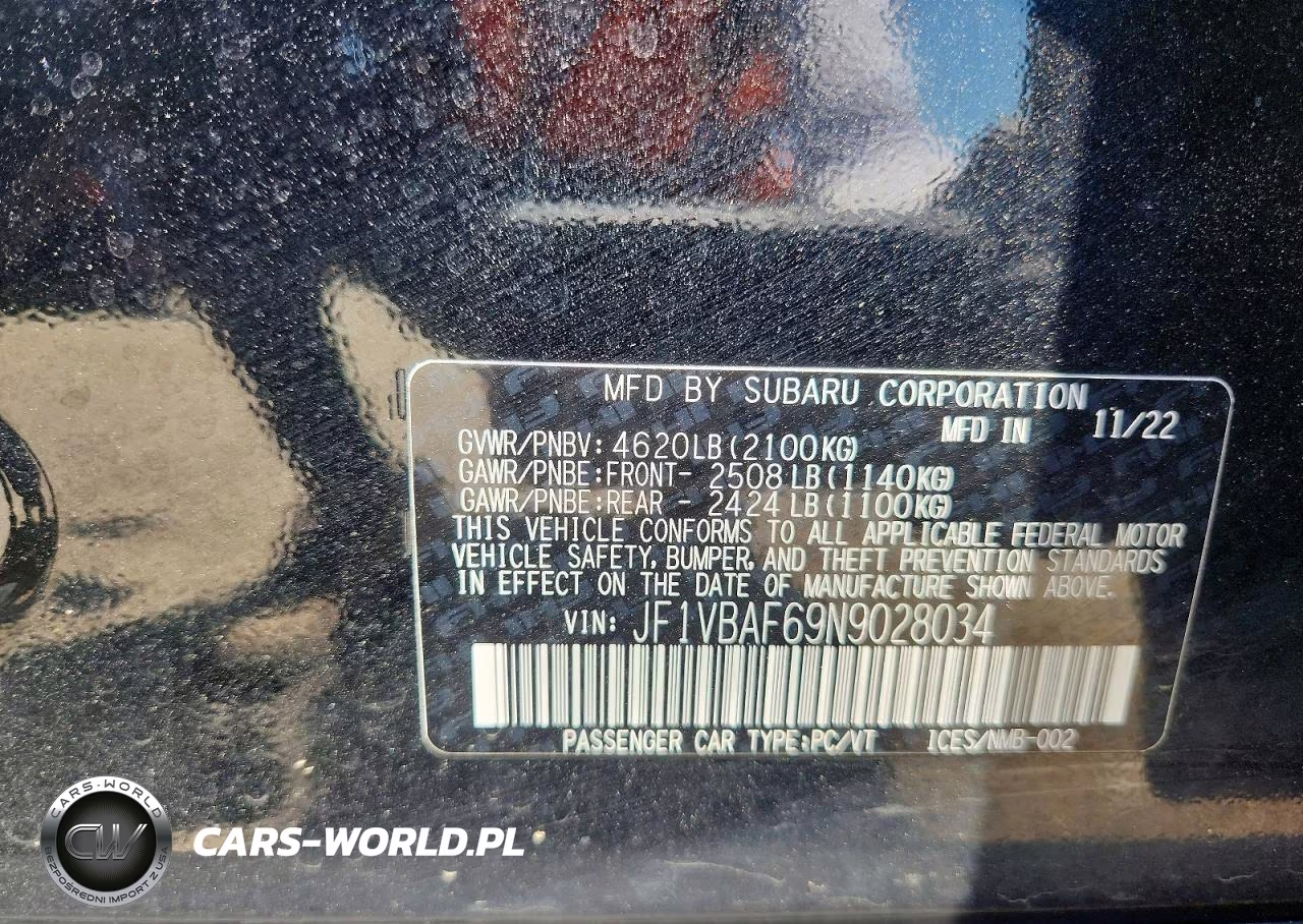 2022 Subaru Wrx Premium VIN:JF1VBAF69N9028034 - 13