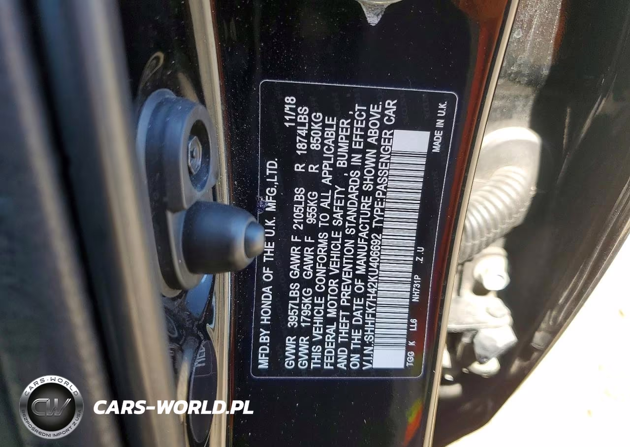 2019 Honda Civic Sport VIN:SHHFK7H42KU406692 - 12