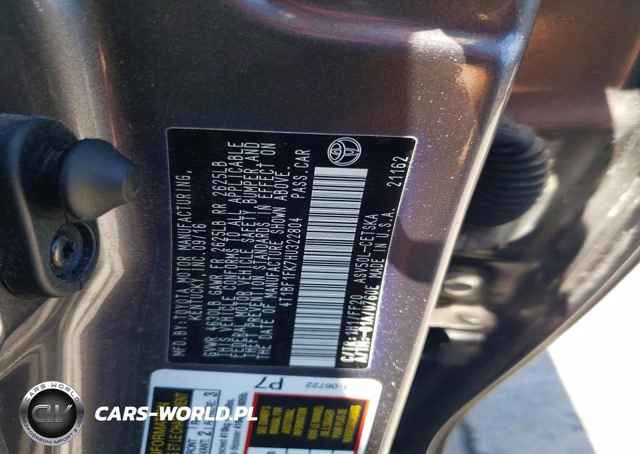 2017 Toyota Camry Se VIN:4T1BF1FK7HU322804 - 12