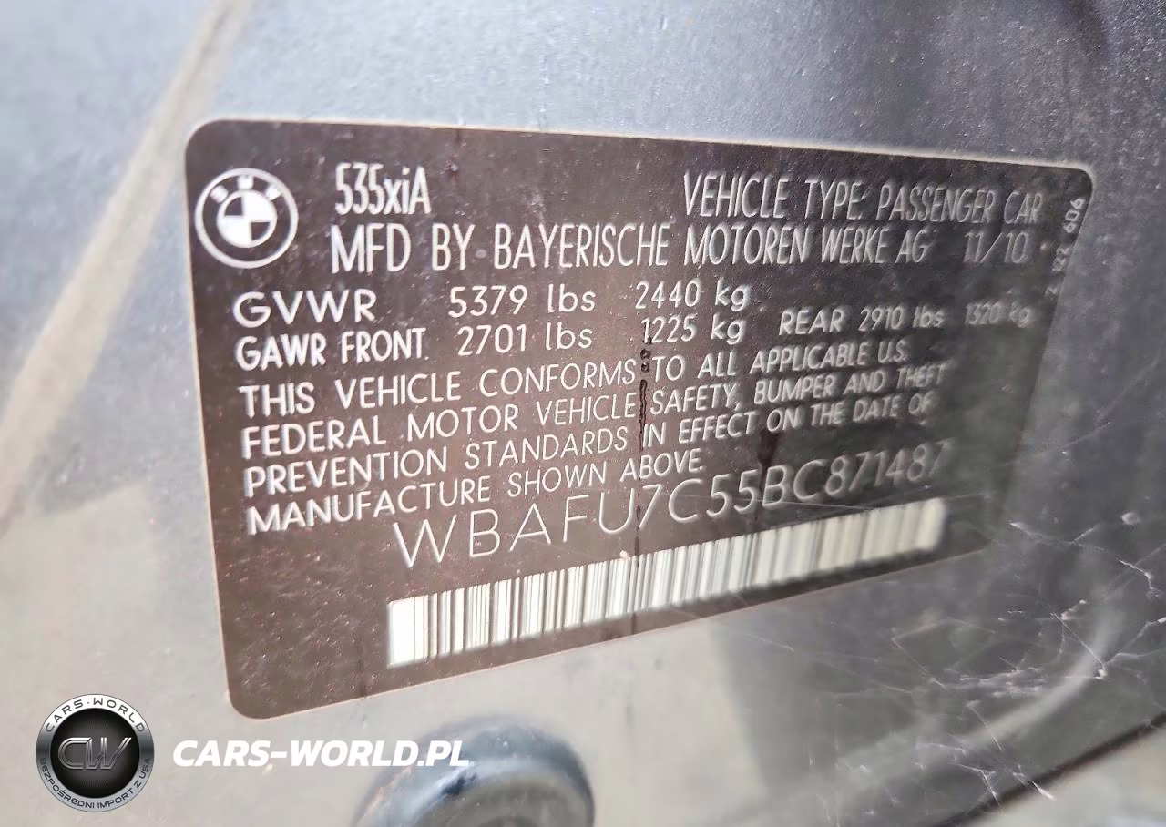 2011 BMW 535 Xi VIN:WBAFU7C55BC871487 - 12
