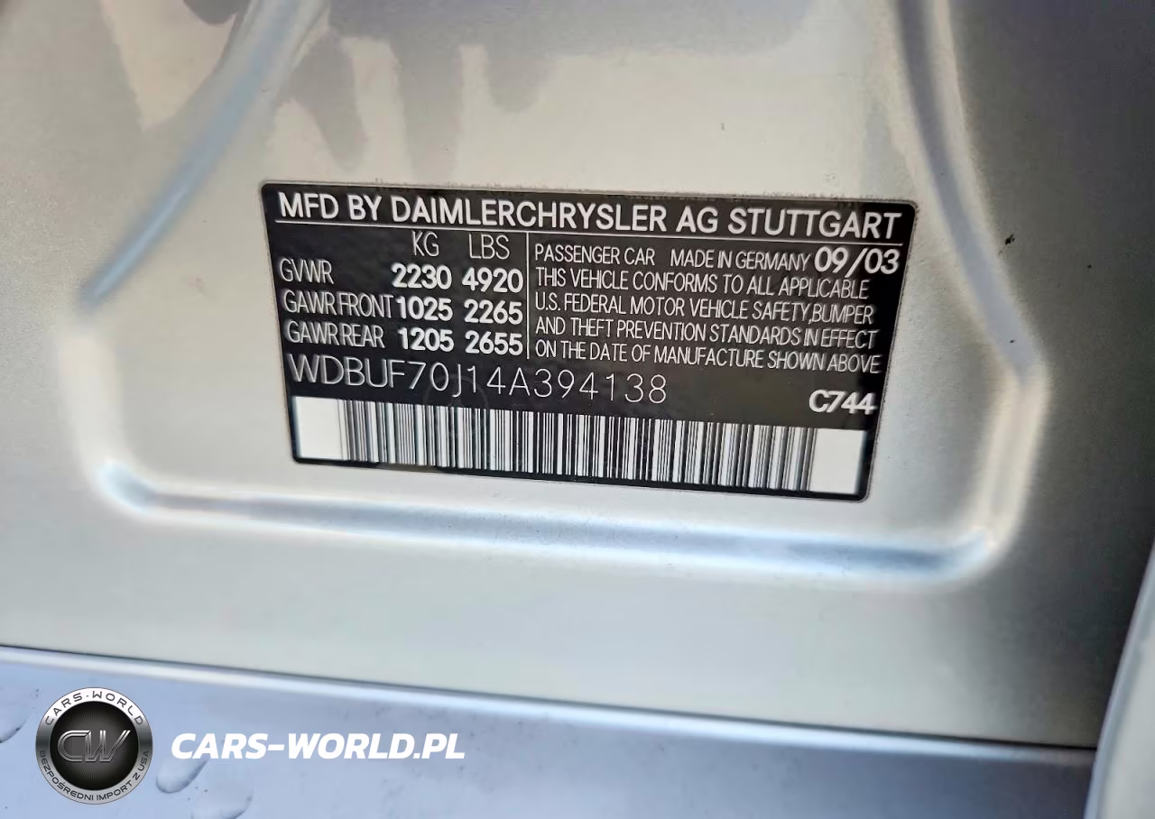 2004 Mercedes-Benz E 500 VIN:WDBUF70J14A394138 - 12