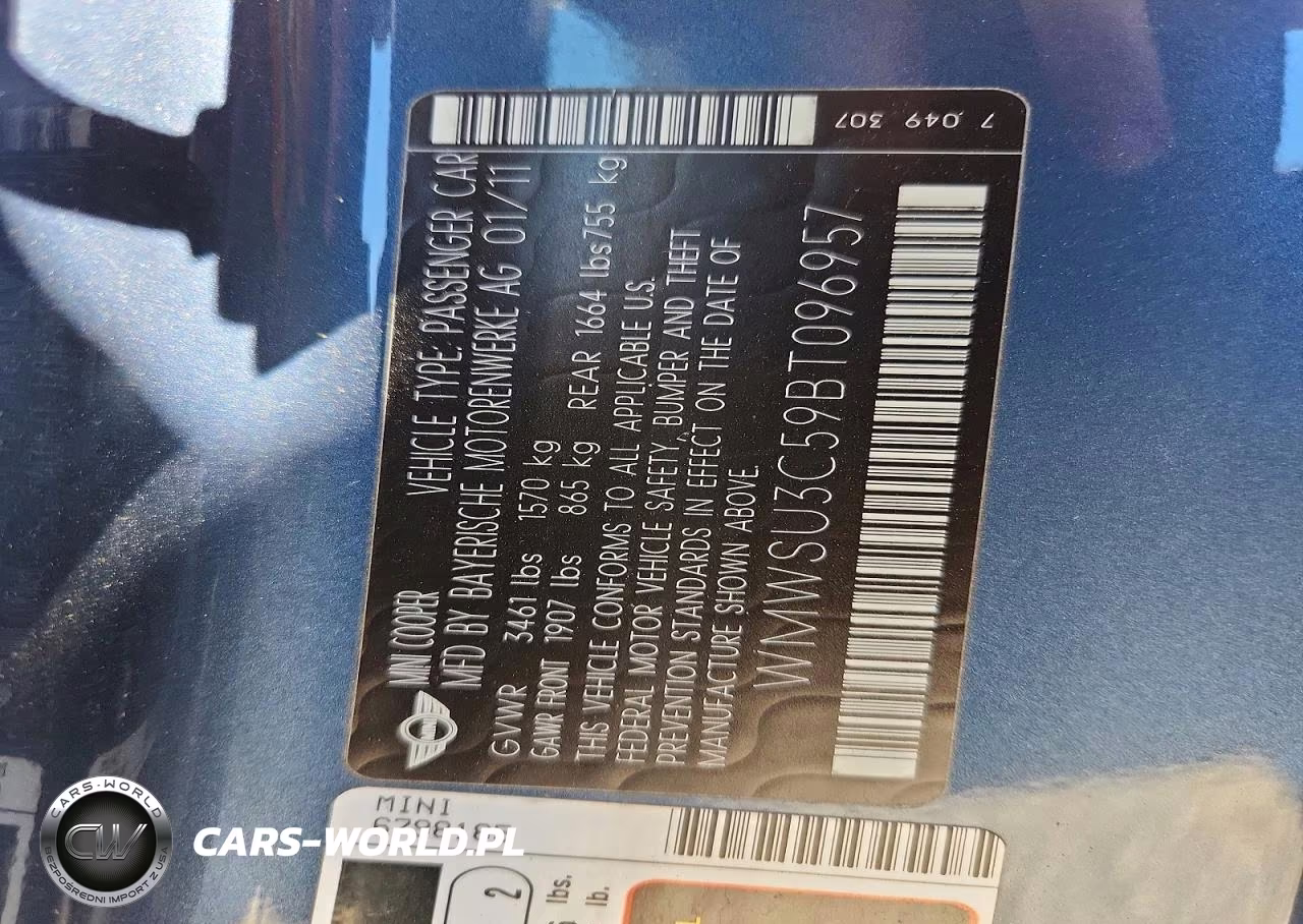 2011 Mini Cooper VIN:WMWSU3C59BT096957 - 12