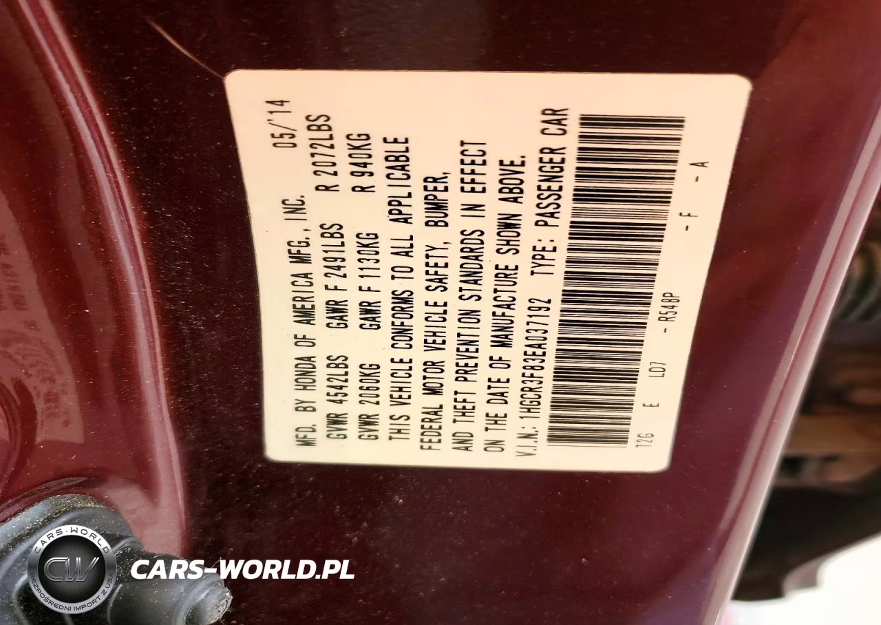 2014 Honda Accord Exl VIN:1HGCR3F83EA037192 - 12