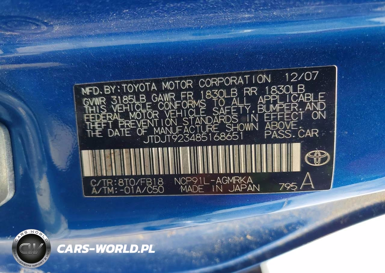 2008 Toyota Yaris Base VIN:JTDJT923485168651 - 13