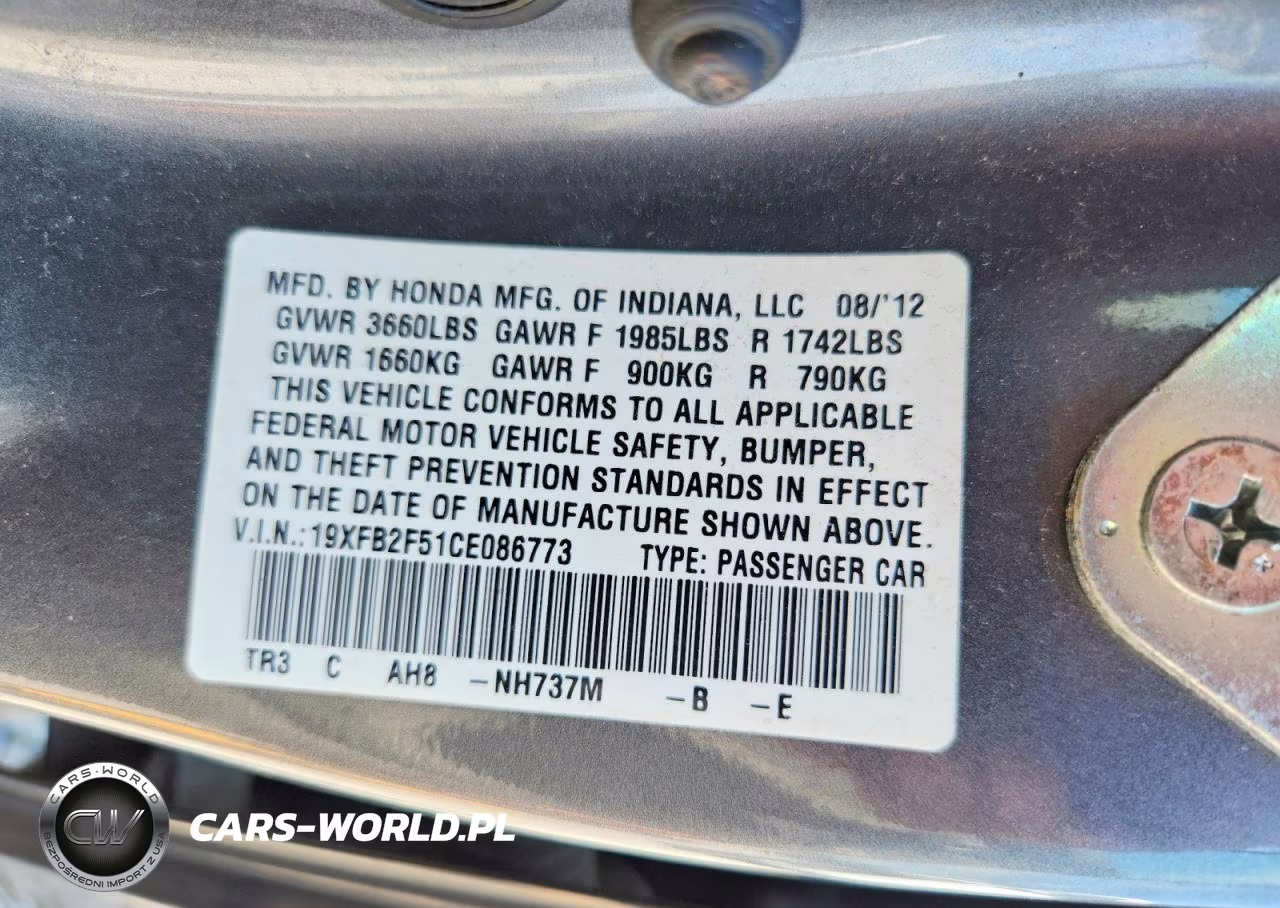 2012 Honda Civic Lx VIN:19XFB2F51CE086773 - 12