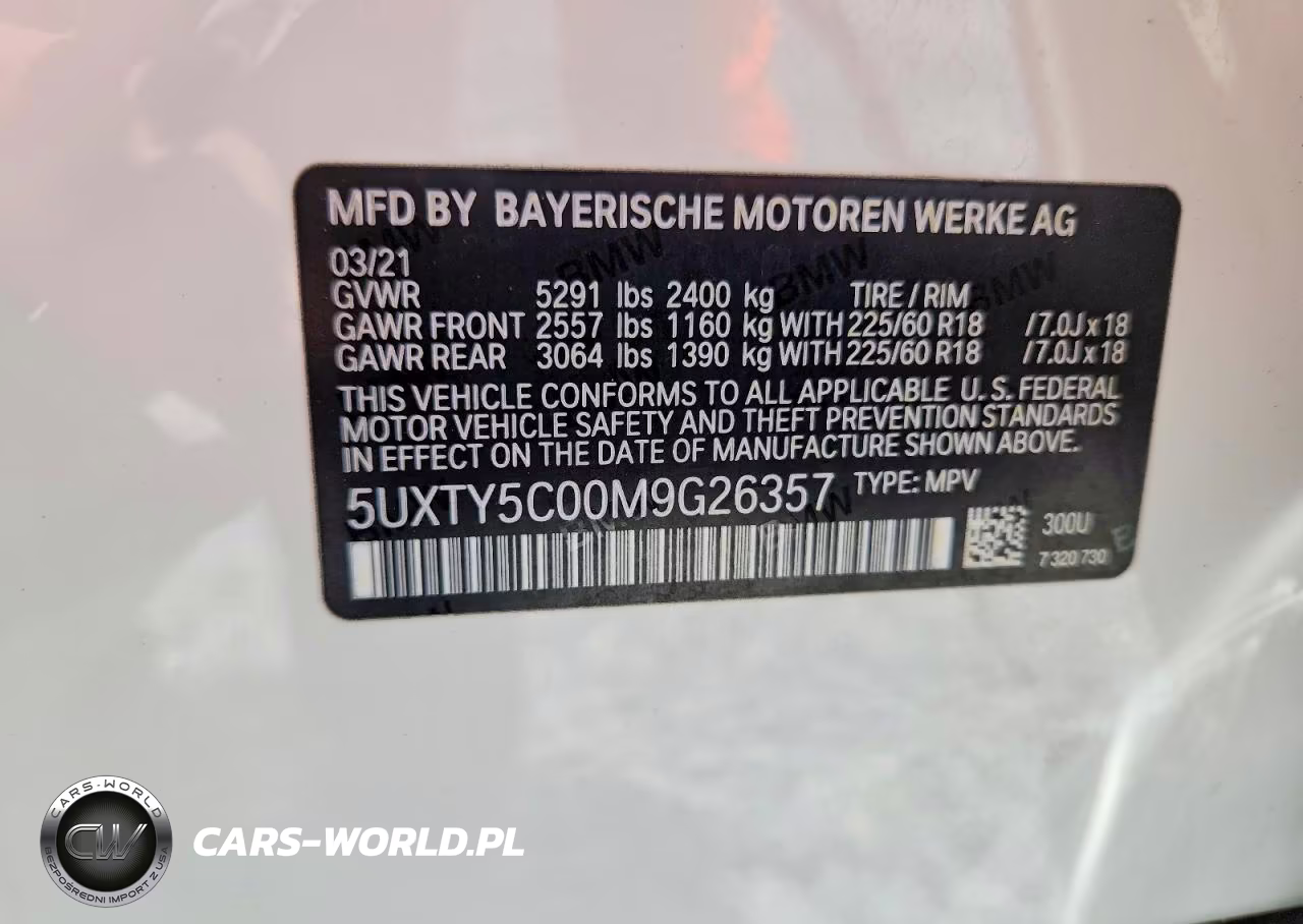 2021 BMW X3 xDrive30I VIN:5UXTY5C00M9G26357 - 12
