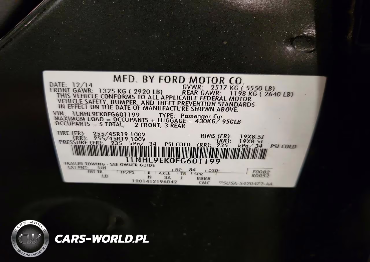 2015 Lincoln Mks VIN:1LNHL9EK0FG601199 - 13