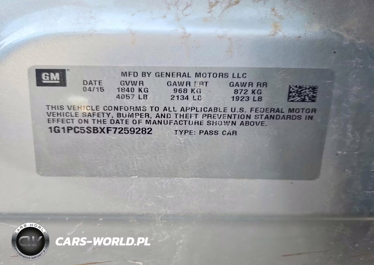 2015 Chevrolet Cruze Lt VIN:1G1PC5SBXF7259282 - 12