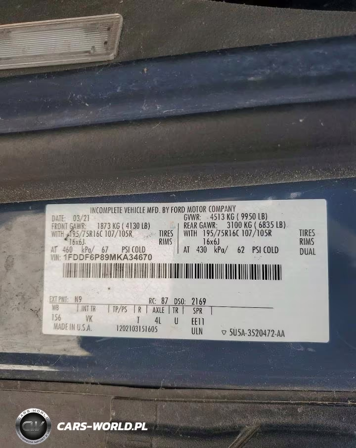 2021 Ford Transit T-350 Delivery Truck VIN:1FDDF6P89MKA34670 - 13