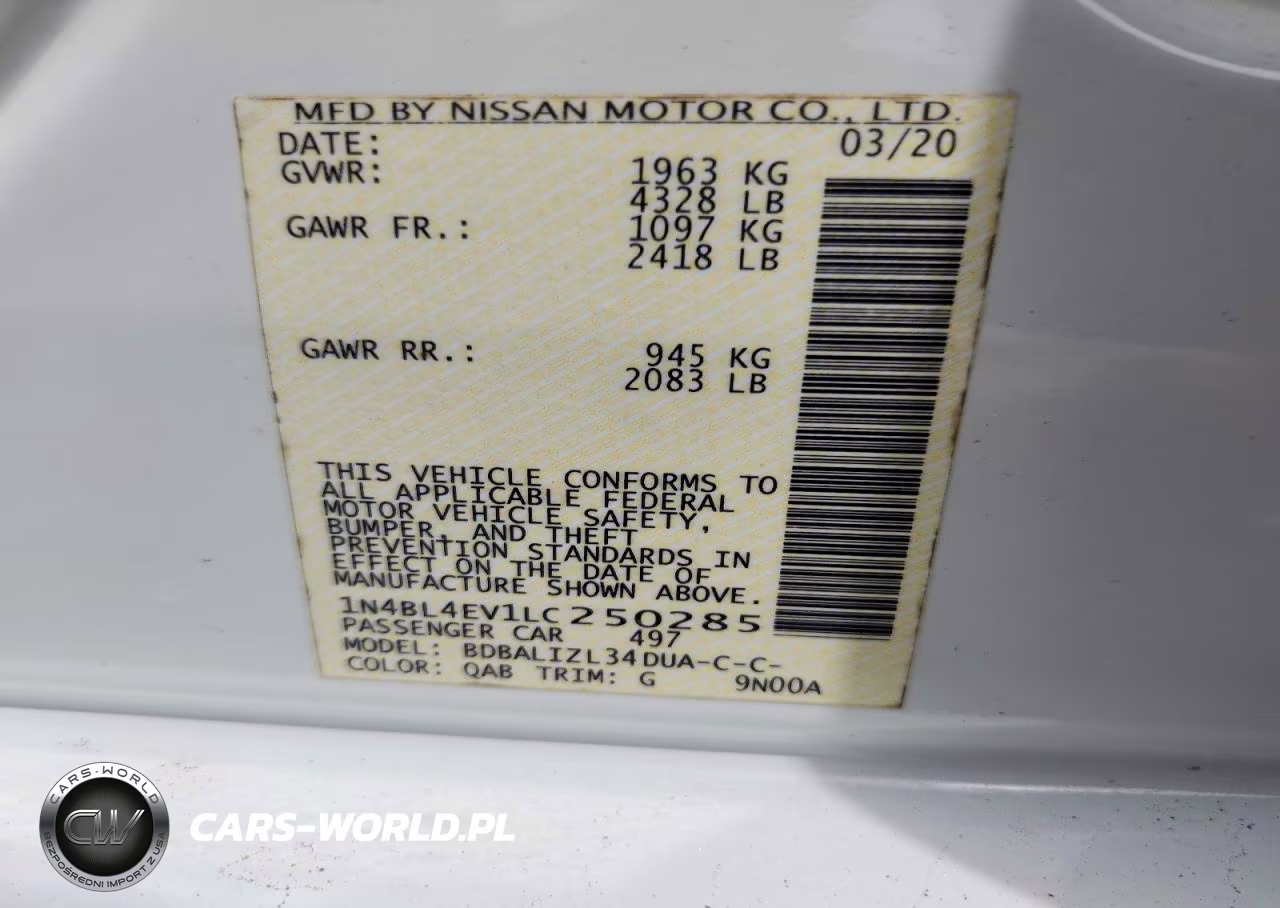 2020 Nissan Altima Sl VIN:1N4BL4EV1LC250285 - 12