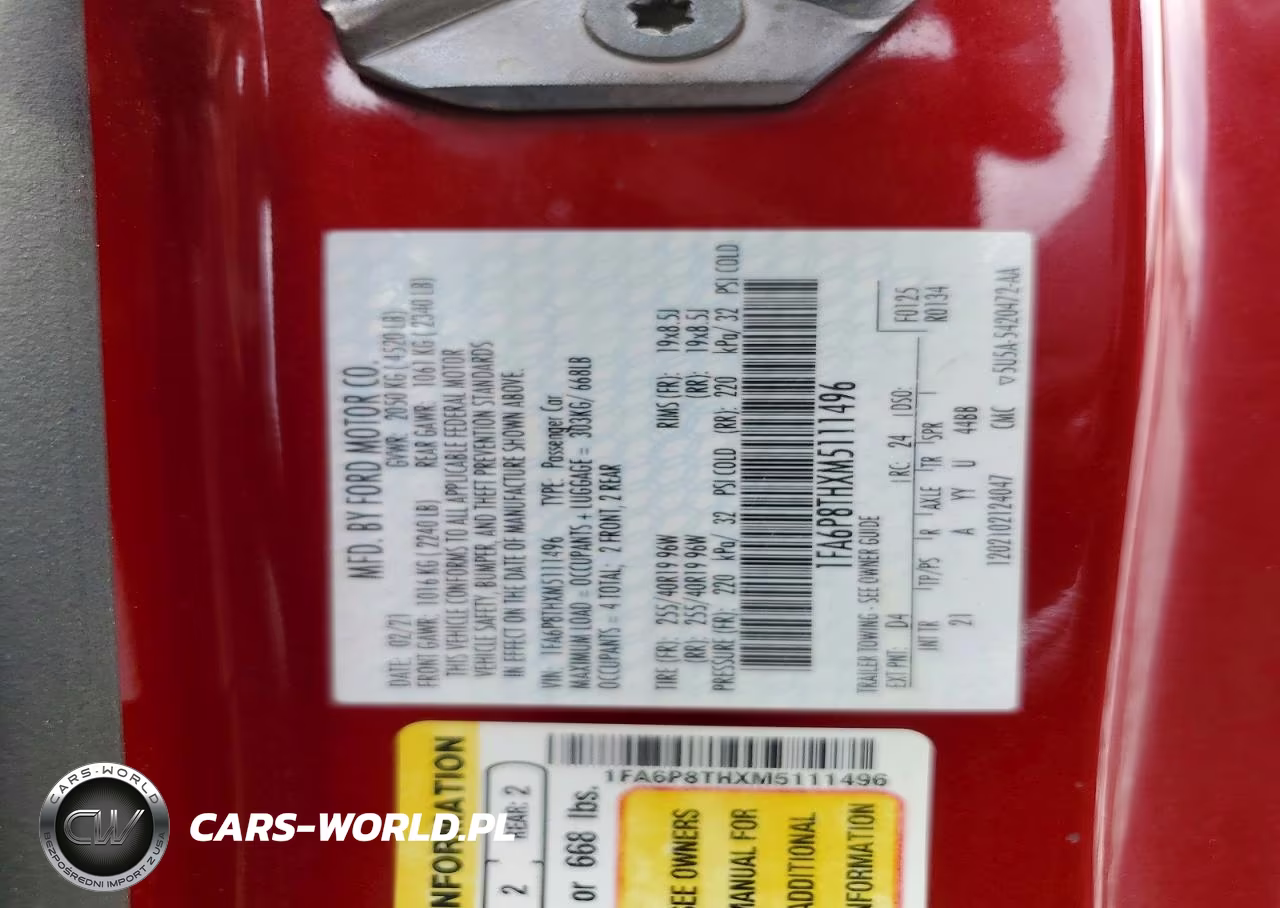 2021 Ford Mustang VIN:1FA6P8THXM5111496 - 12