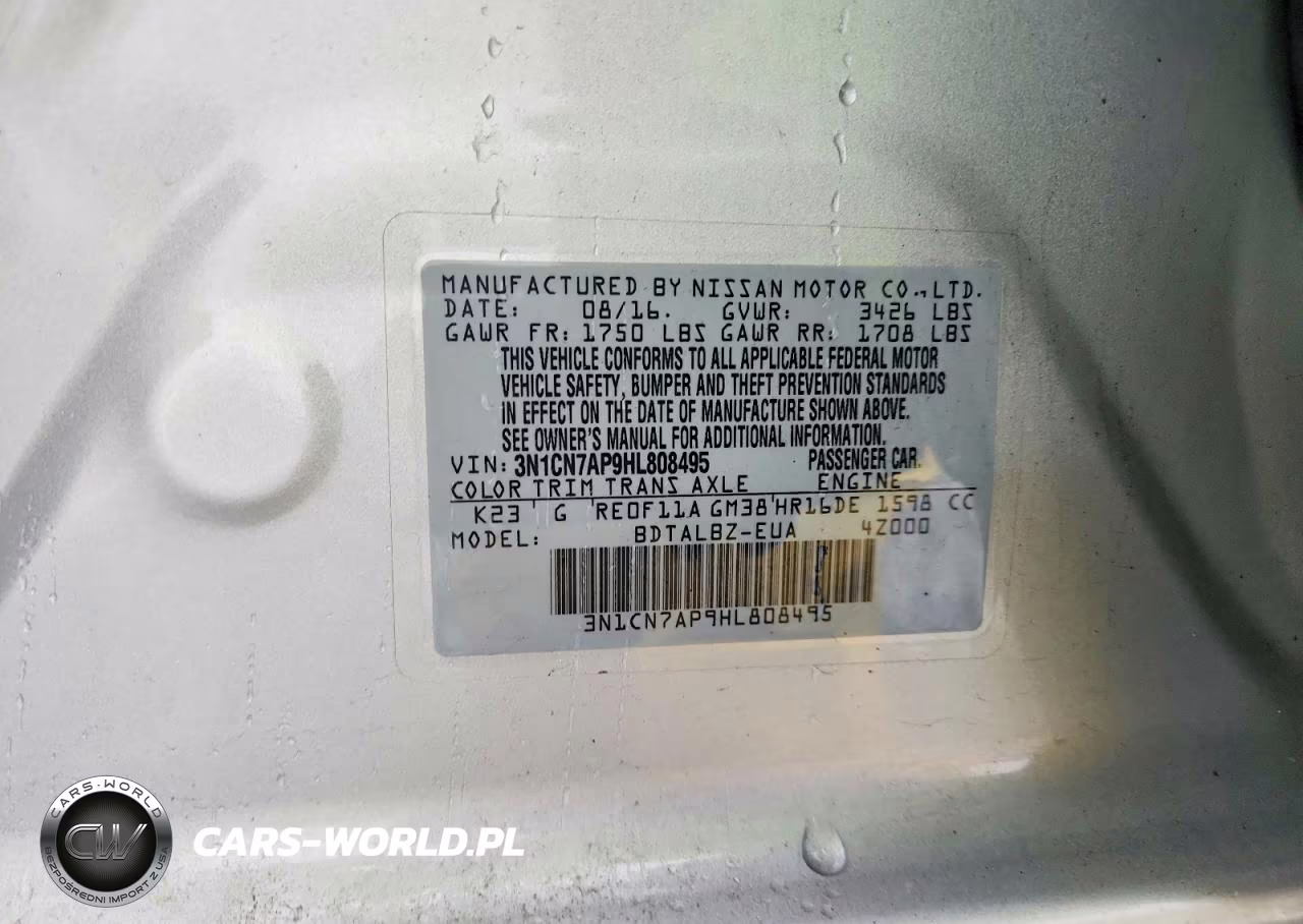 2017 Nissan Versa 1.6 Sv VIN:3N1CN7AP9HL808495 - 12