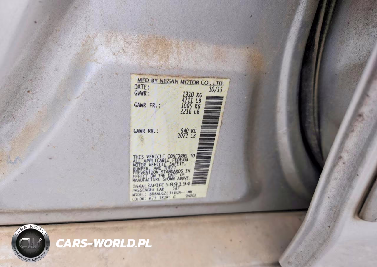 2015 Nissan Altima 2.5 S VIN:1N4AL3AP3FC589194 - 12