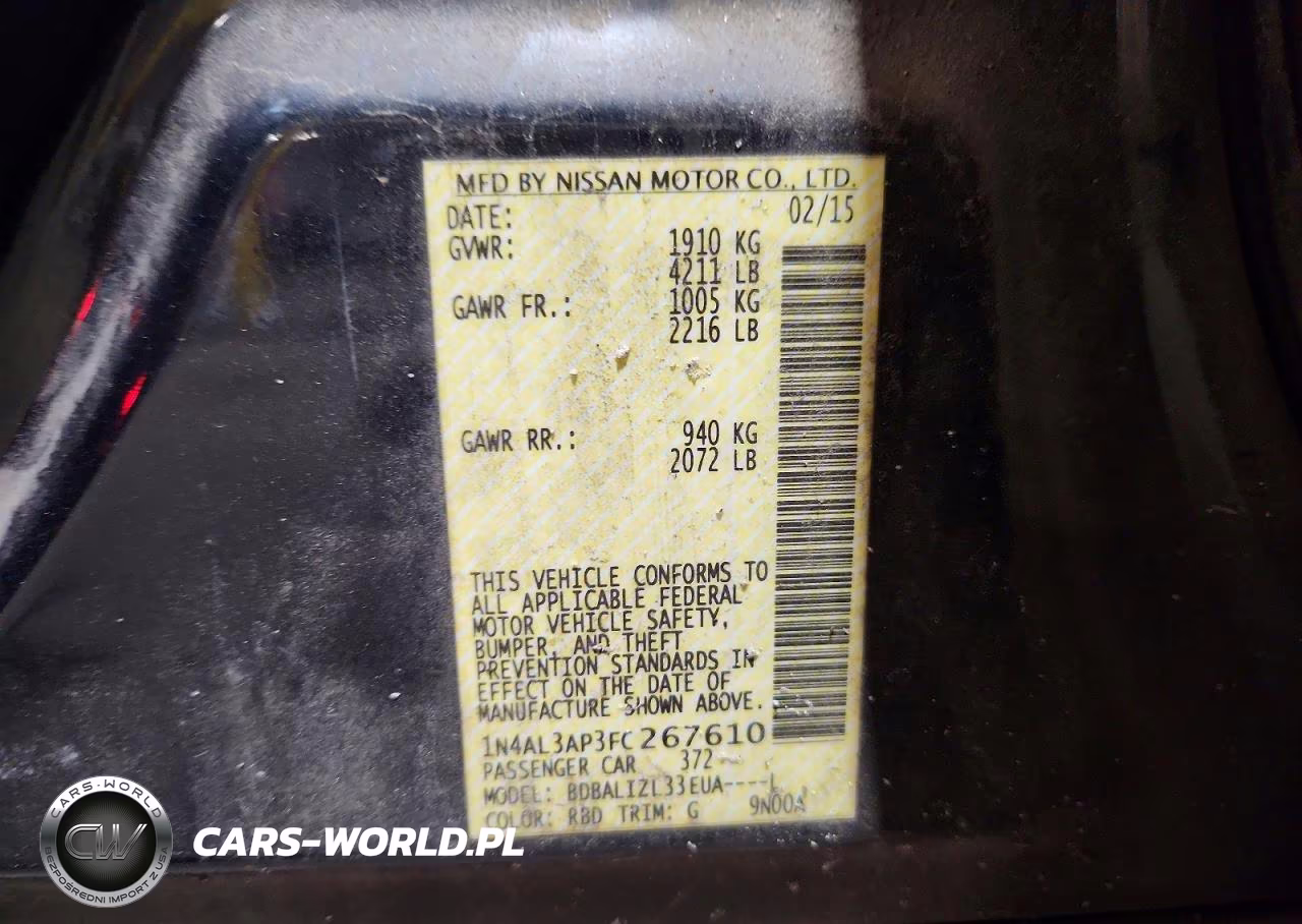 2015 Nissan Altima 2.5 Sv VIN:1N4AL3AP3FC267610 - 12