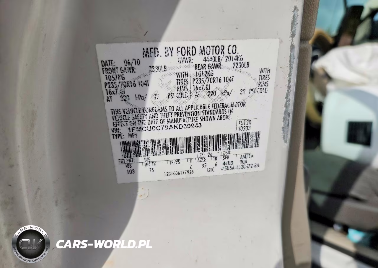 2010 Ford Escape Xls VIN:1FMCU0C79AKD30943 - 13