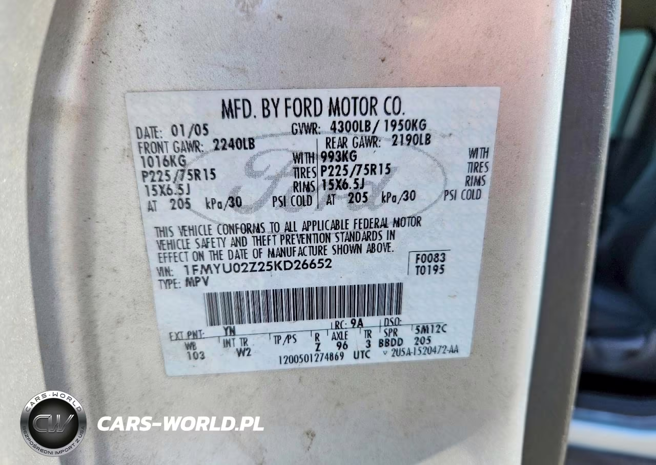 2005 Ford Escape Xls VIN:1FMYU02Z25KD26652 - 14