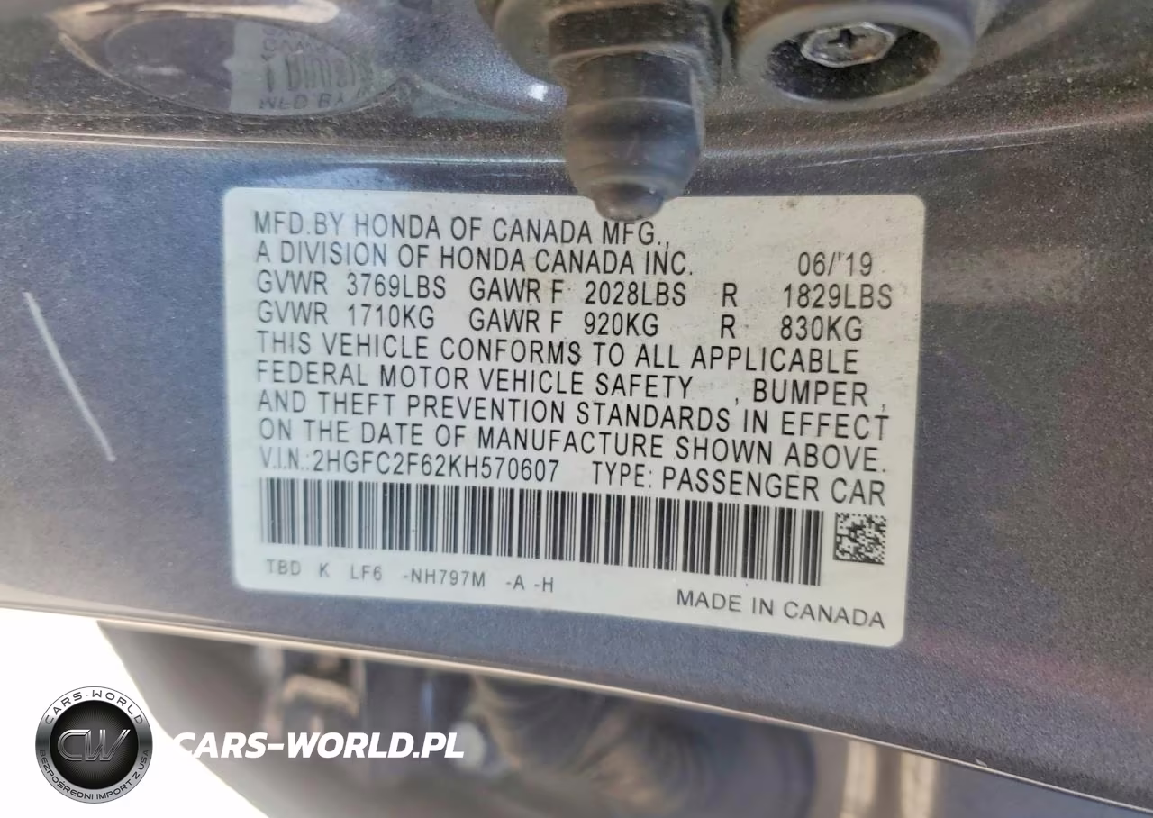 2019 Honda Civic Lx VIN:2HGFC2F62KH570607 - 12
