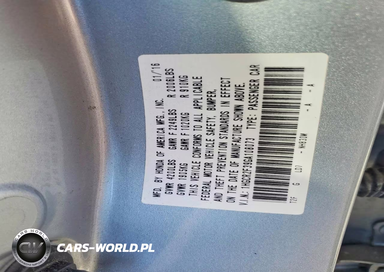 2016 Honda Accord Lx VIN:1HGCR2F39GA108073 - 12