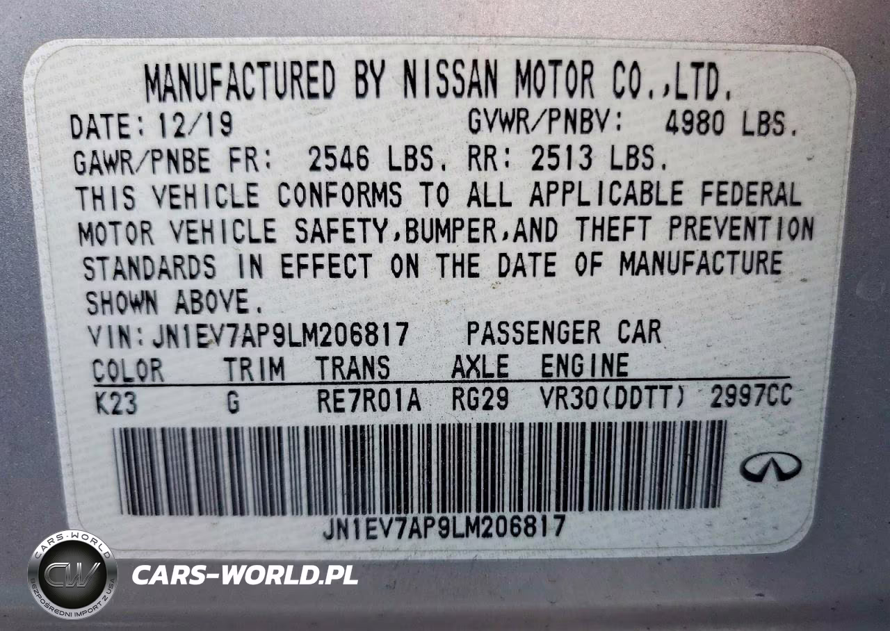 2020 Infiniti Q50 3.0T Luxe VIN:JN1EV7AP9LM206817 - 12