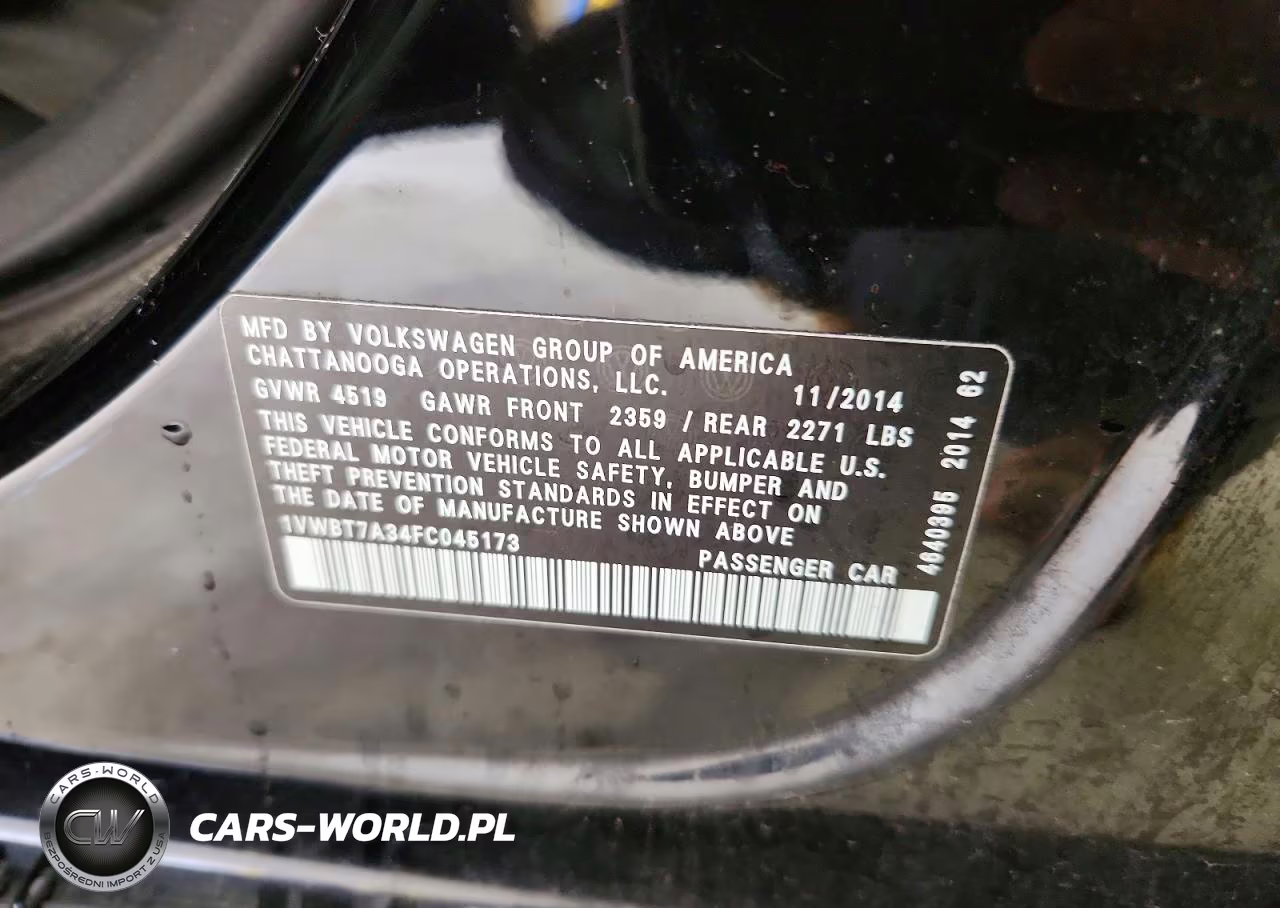 2015 Volkswagen Passat Se VIN:1VWBT7A34FC045173 - 13
