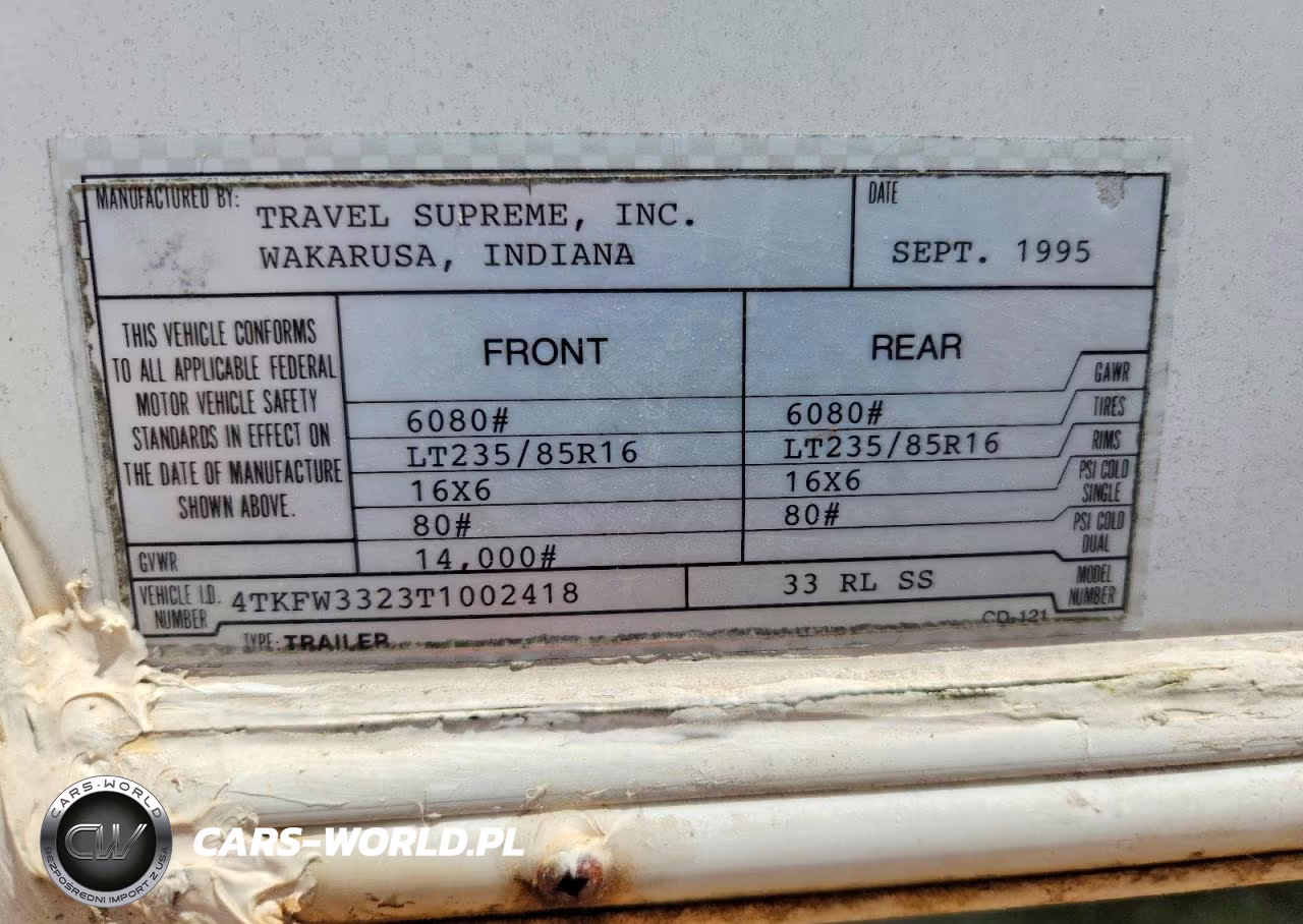 1996 Travel Supreme Camper VIN:4TKFW3323T1002418 - 10
