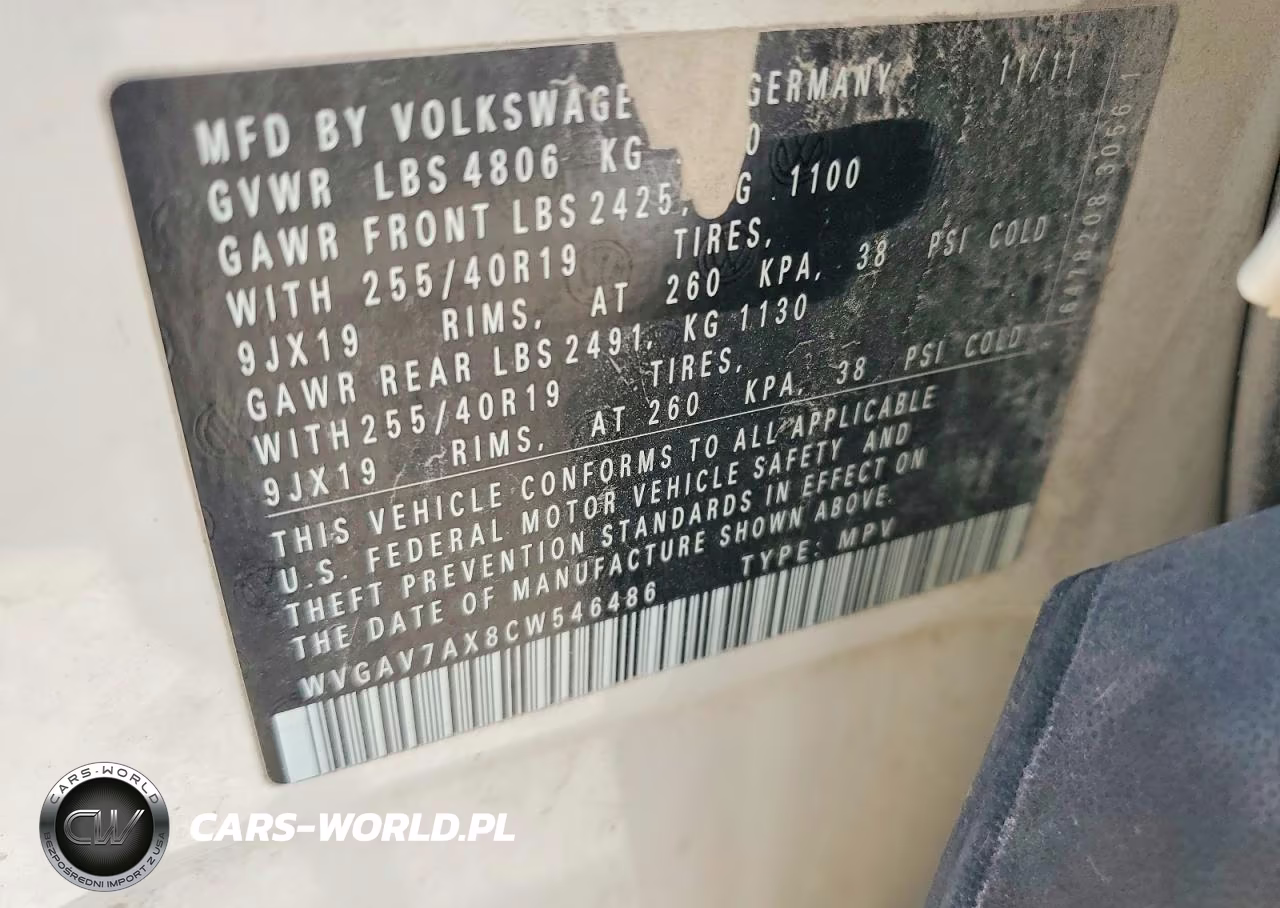 2012 Volkswagen Tiguan S VIN:WVGAV7AX8CW546486 - 14