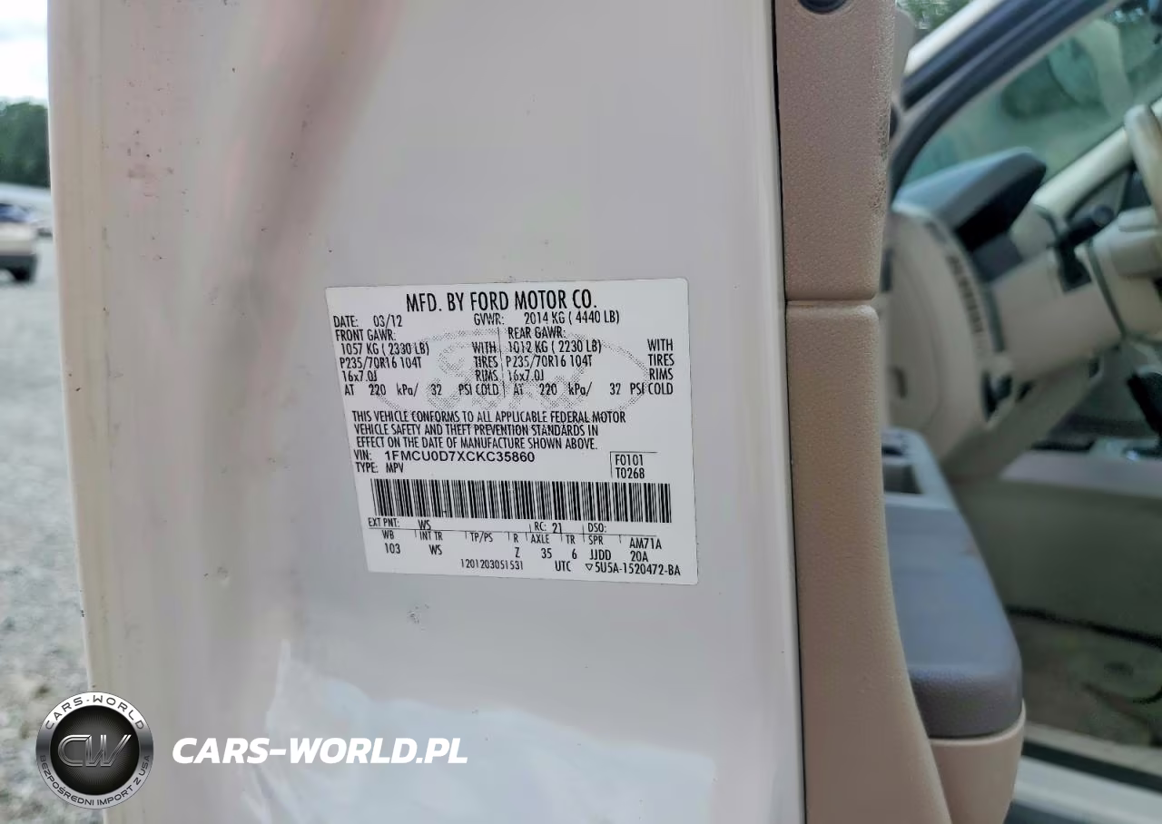2012 Ford Escape Xlt VIN:1FMCU0D7XCKC35860 - 12