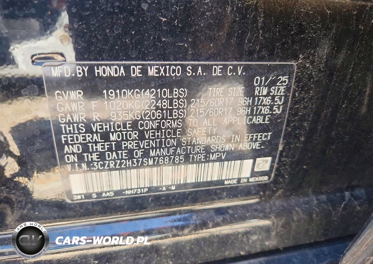 2025 Honda Hr-V Lx VIN:3CZRZ2H37SM768785 - 13