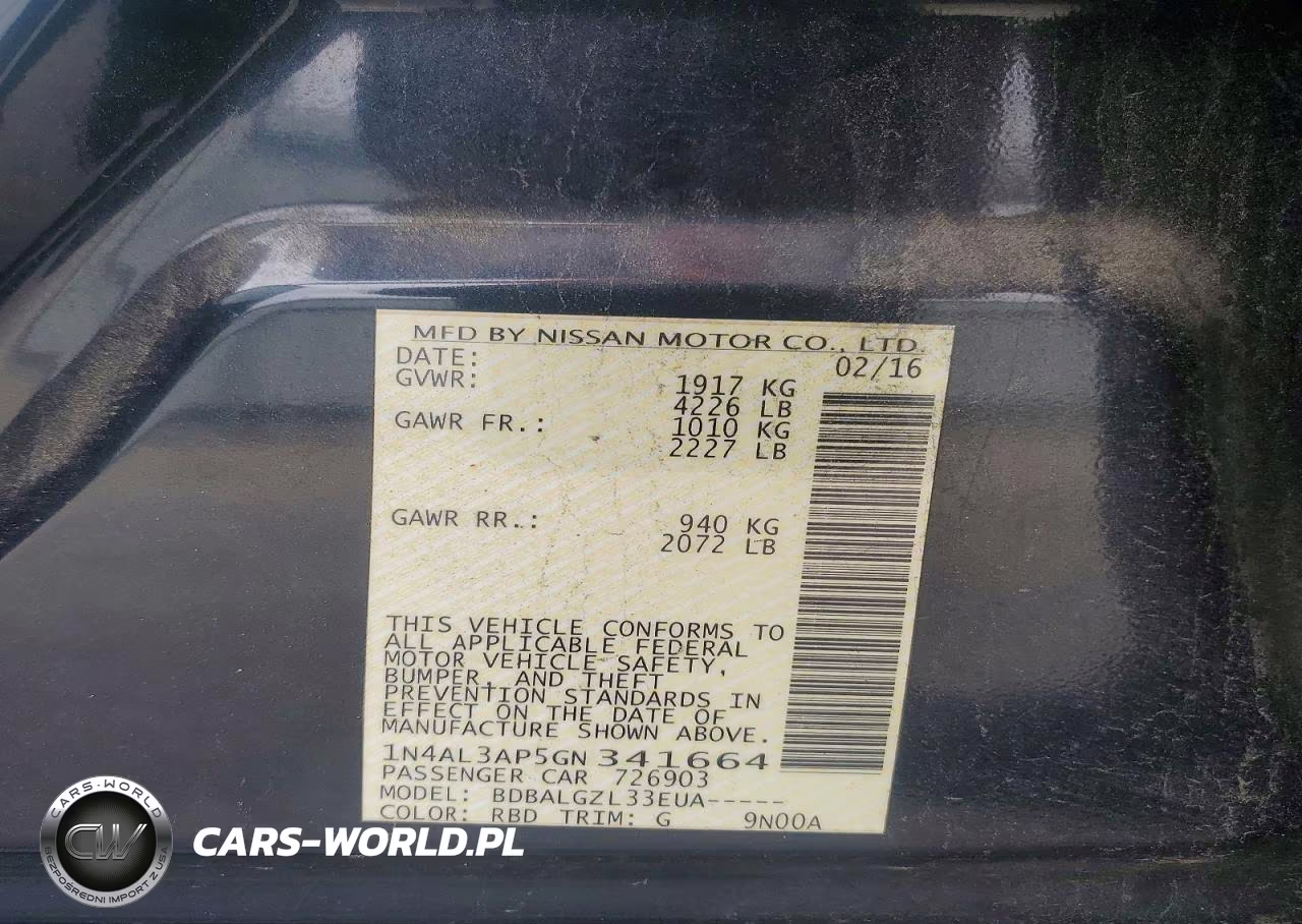 2016 Nissan Altima 2.5 S VIN:1N4AL3AP5GN341664 - 12