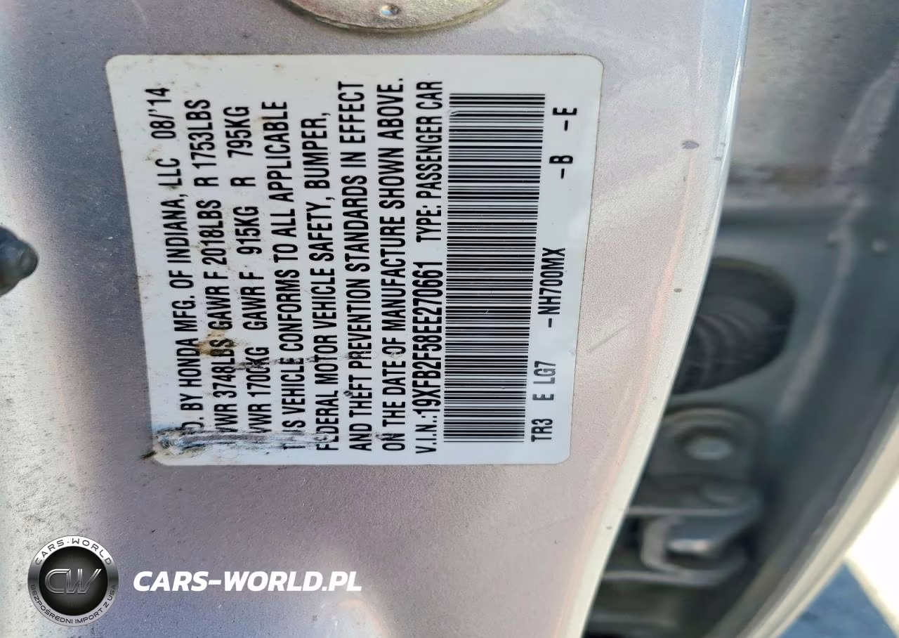 2014 Honda Civic Lx VIN:19XFB2F58EE270661 - 12