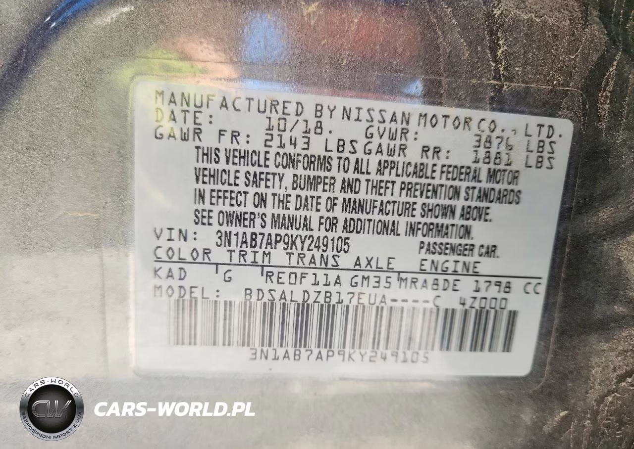 2019 Nissan Sentra Sv VIN:3N1AB7AP9KY249105 - 12