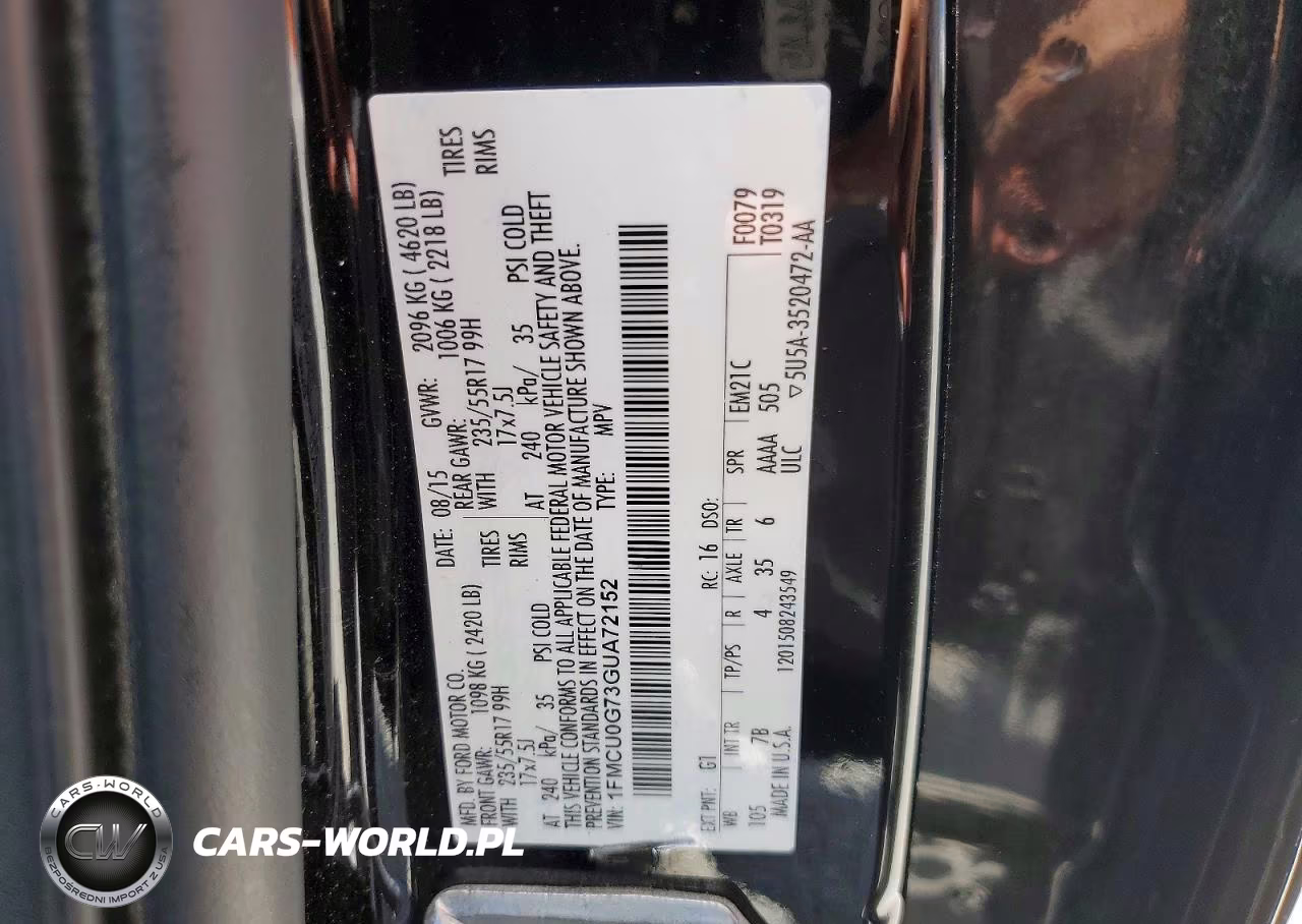 2016 Ford Escape Se VIN:1FMCU0G73GUA72152 - 13