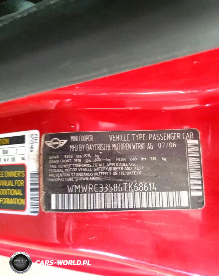 2006 Mini Cooper VIN:WMWRC33586TK68614 - 12
